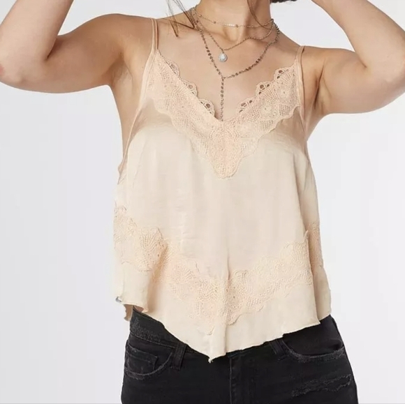 FREE PEOPLE intimately your eyes cami lace satin camisole xs small - Picture 1 of 10